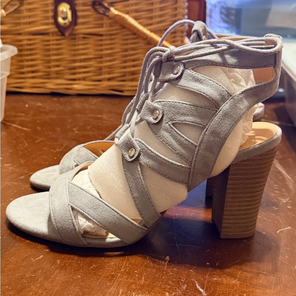 Gray Strappy Women's Sandals - Picture 2 of 6